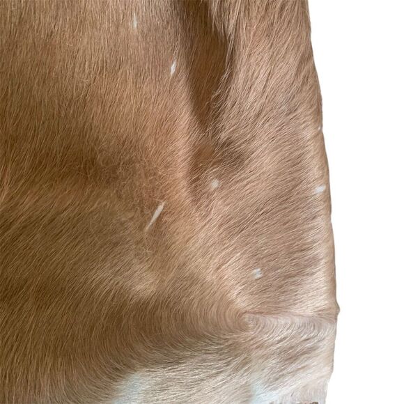 Full Grain Leather Mixed Animal Fur Shoulder Bag Tote Mexico Handmade Brown Boho - Picture 5 of 16